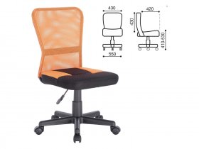 Кресло компактное BRABIX Smart MG-313, без подлокотников, комбинированное, черное/оранжевое в Скале - skala.mebel-nsk.ru | фото