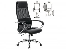 Кресло офисное BRABIX PREMIUM Stalker EX-608 CH, хром, ткань-сетка/кожзам, черное в Скале - skala.mebel-nsk.ru | фото