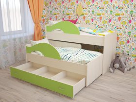 Кровать детская двухуровневая Радуга 80*160 в Скале - skala.mebel-nsk.ru | фото