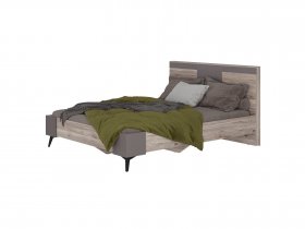 Кровать двуспальная 1,6м КР-19 Кассандра (дуб смоки/MF14) в Скале - skala.mebel-nsk.ru | фото