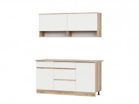 Кухонный гарнитур 1,6м Брауни (дуб делано/белый) в Скале - skala.mebel-nsk.ru | фото