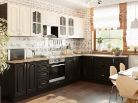 Модульная кухня Классика-1 (дуб выбеленный/венге) в Скале - skala.mebel-nsk.ru | фото
