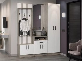 Модульная прихожая Вега (дуб крафт серый/белый) в Скале - skala.mebel-nsk.ru | фото
