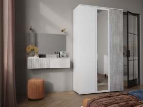 Модульная спальня Ливерпуль (белый/бетон светлый) в Скале - skala.mebel-nsk.ru | фото