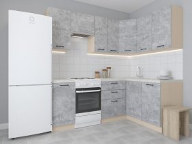 Модульная угловая кухня 1,4м*2,1м Лада (цемент) в Скале - skala.mebel-nsk.ru | фото