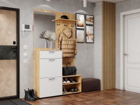 Прихожая Монтана (дуб крафт золотой/белый) в Скале - skala.mebel-nsk.ru | фото