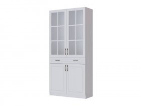Шкаф-витрина Апполия гостиная (белый/белый дуб) в Скале - skala.mebel-nsk.ru | фото