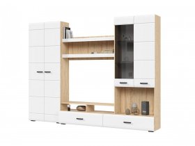 Стенка ГС-01 Либерти (дуб сонома/белый глянец) в Скале - skala.mebel-nsk.ru | фото
