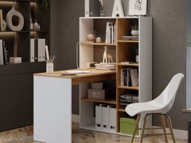 Стол письменный тип 16 (дуб крафт золотой/белый ясень) в Скале - skala.mebel-nsk.ru | фото