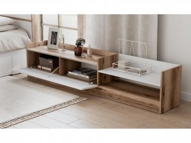 Тумба под ТВ Брауни (дуб делано/белый) в Скале - skala.mebel-nsk.ru | фото