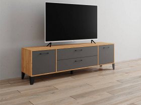 Тумба под ТВ Парус-13 (дуб крафт золотой/графит серый) в Скале - skala.mebel-nsk.ru | фото