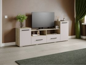 Тумба под ТВ Парус-2 (дуб крафт серый/кашемир) в Скале - skala.mebel-nsk.ru | фото